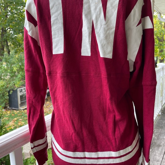 Victoria’s Secret PINK Crimson Red Varsity Crew French Terry Pullover Sweatshirt - Picture 4 of 8